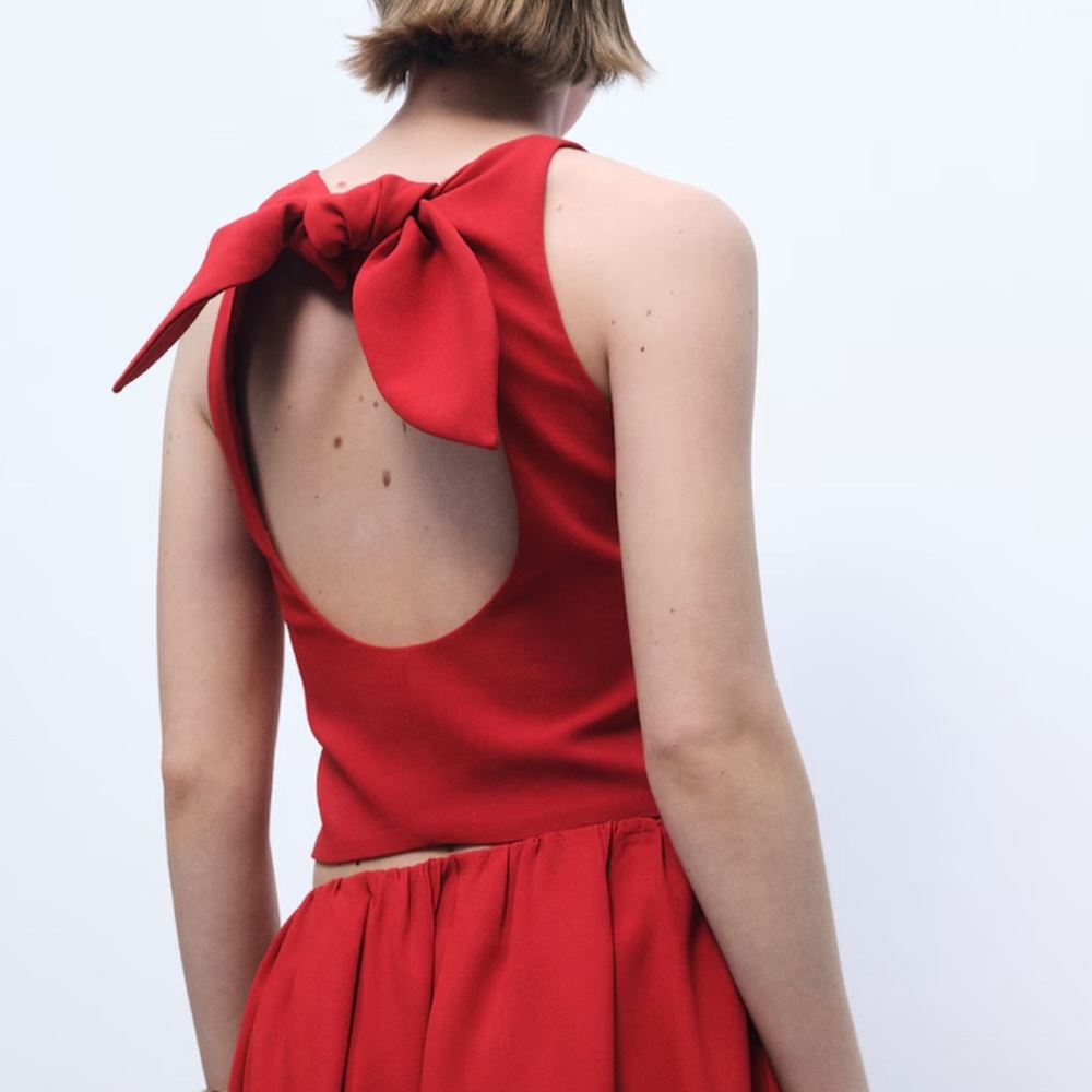Mango Red Fitted Crop Tank Top